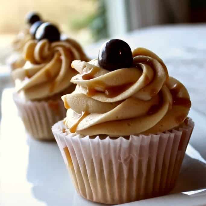Coffee Cupcakes with Salted Caramel Frosting